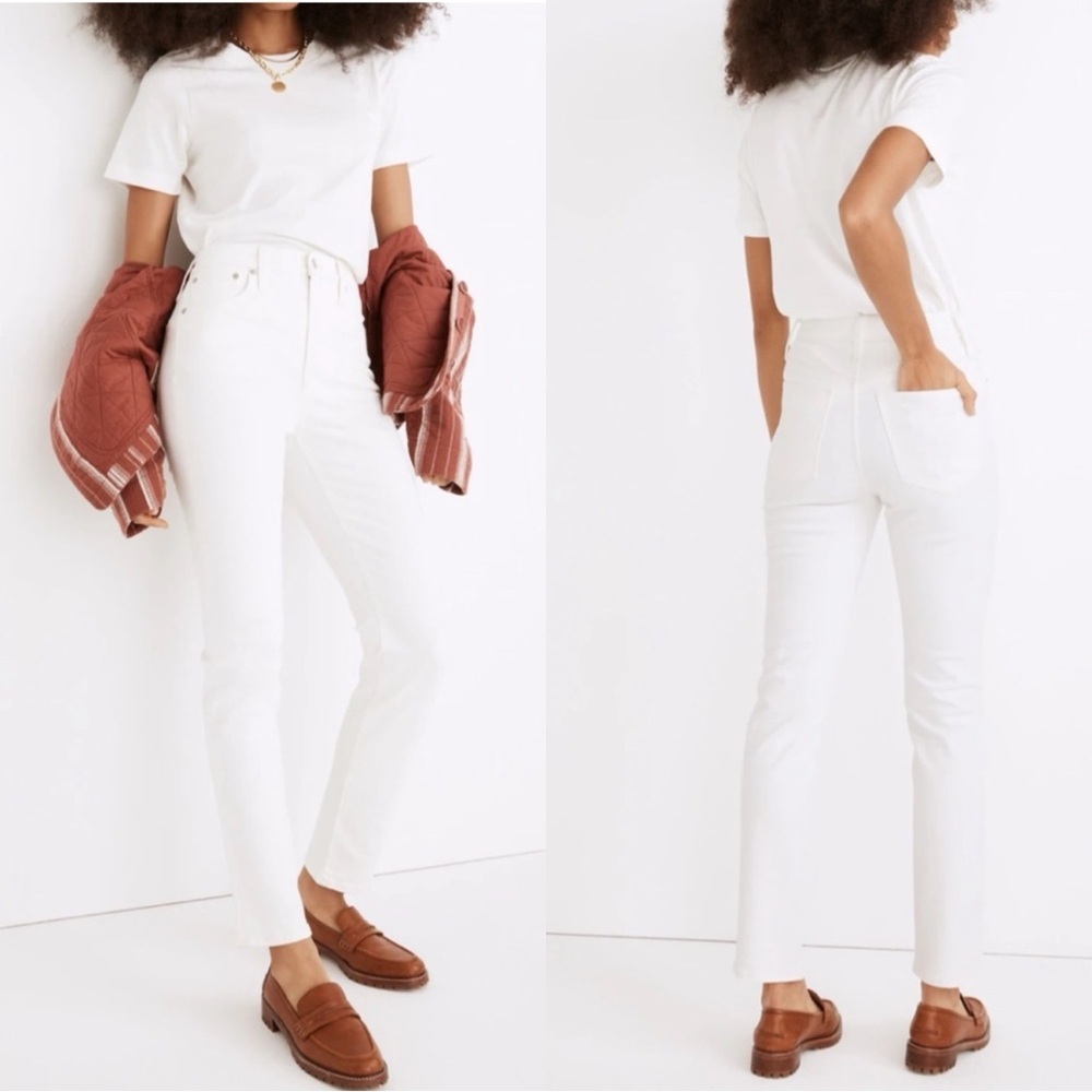 MADEWELL The Perfect Vintage Straight White Jeans